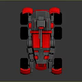 3D Model Red And Silver Armored Combat Vehicle With Large Wheels
