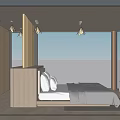 Modern Hotel Room Interior Featuring Comfortable Bed Large Windows And Wooden Elements