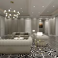 Elegant Living Room Interior With Zebra Print Rug Luxury Sofas Wine Rack And Marble Countertop