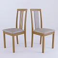 Wooden Frame Dining Chairs With Light Gray Fabric Seat And Vertical Backrest Slats