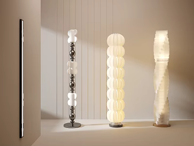 Modern Floor Lamps With Unique Layered Spiral Cylindrical And Linear Designs 3d model