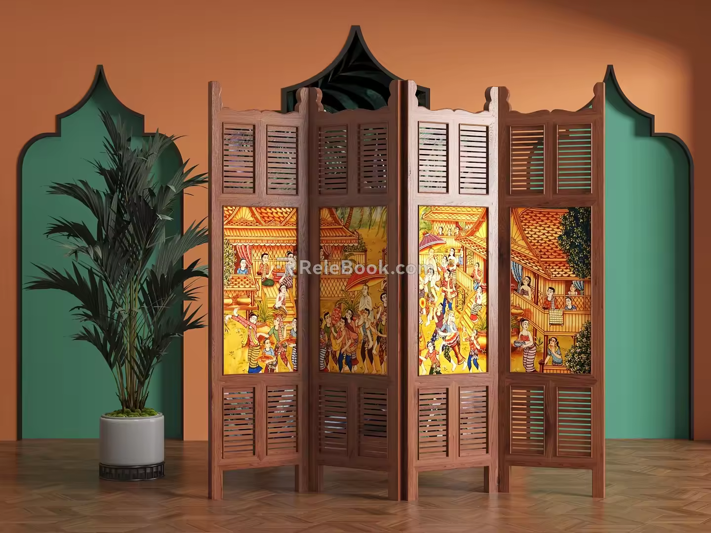 Thai Southeast Asian style screen partition spa club screen partition 3d model