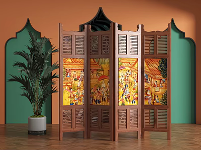 Thai Southeast Asian style screen partition spa club screen partition 3d model
