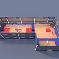 Spacious Basketball Gym Interior With Courts Hoops And Scoreboards