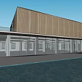 Modern Sales Office Building With Contemporary Facade Glass Curtain Wall And Water Reflection Pool