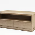 Simple Wooden Coffee Table With Two Drawers And Open Storage Space 3d model