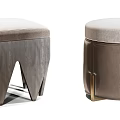 Modern Stylish Sofa Stools With Upholstered Seats And Metal Wooden Accents