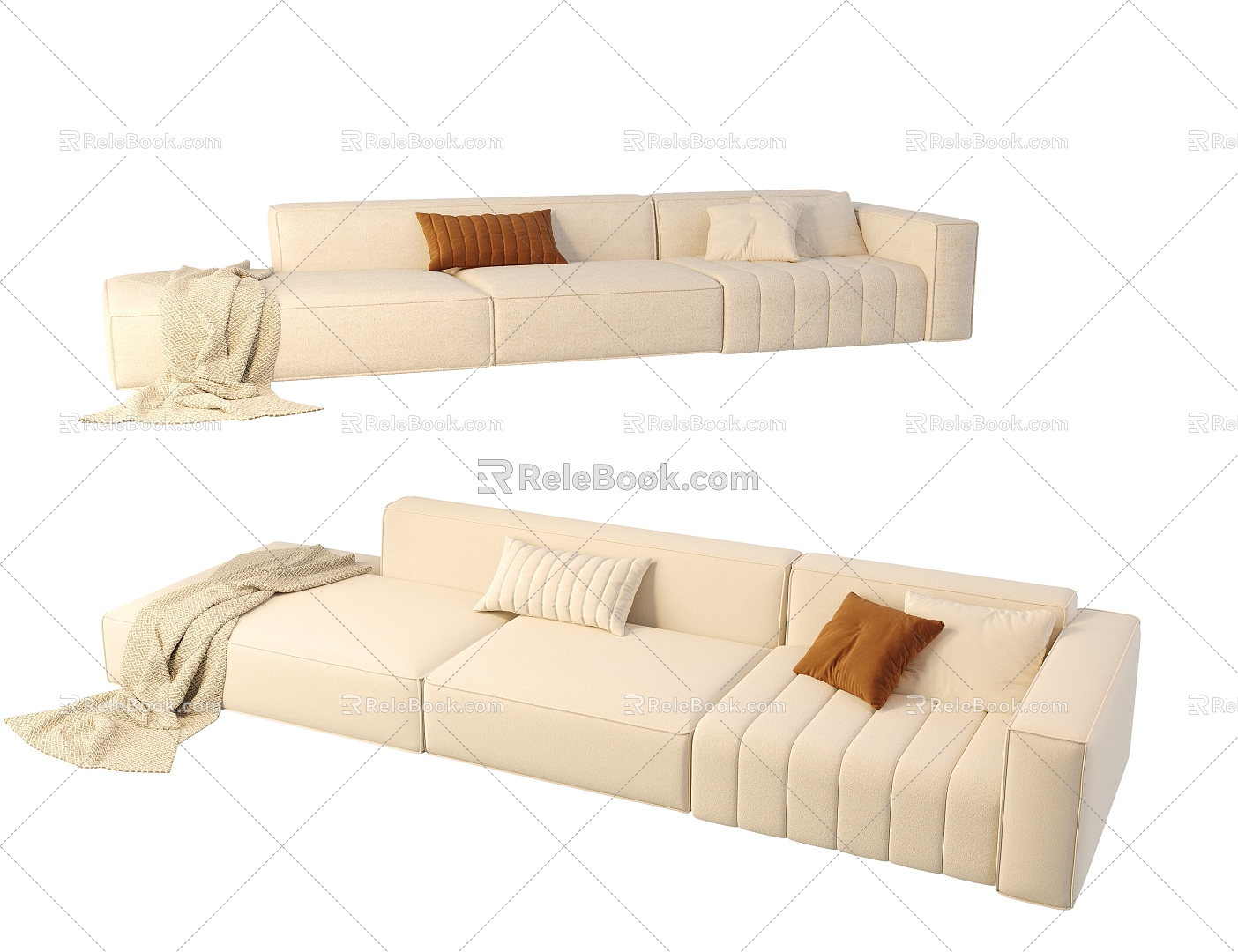 Modern Cream Style Multi-person Sofa Living Room Sofa Sofa 3d model