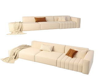 Modern Cream Style Multi-person Sofa Living Room Sofa 3d model