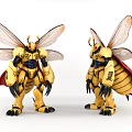 Two Game Movie Characters Yellow Mechanical Bee With Wings And Red Cape
