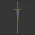 Mythical Sword With Blue Glowing Patterns And Black Hilt 3D Rendering