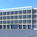 Modern Multi storey Office Building Exterior Featuring White Facade Large Windows And Open Square 3d model