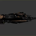 Futuristic Cosmic Spaceship With Dark Exterior Red Patterned Details And Multiple Illuminated Wings