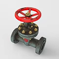 Industrial Valve Equipment Featuring Red Wheel Gray Body And Metal Bolts