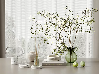 Modern jewelry ornaments combination vase floral glassware glass table lamp 3d model