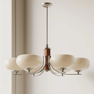 Modern Pendant Light With Multiple White Ceramic Shades And Metal Suspension Frame 3d model