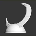 Ancient Warrior Silver Weapon Helmet With Crescent Shaped Horns And Textured Surface 3d model