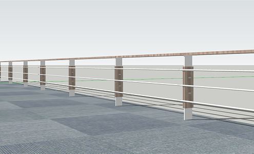 Modern Railing Wooden Railing Stair Handrail 3d model