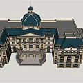 European Style Office Building With Dome Windows And Grand Staircase
