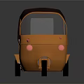 Orange Tricycle With Brown Canopy Transparent Windshield Pink Lights And Black Wheels