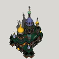 Russian Style Church Architecture With Colorful Onion Domes Crosses And Arched Doorway