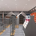 Modern Retail Store Interior With Open Layout Display Shelves Colored Areas And Lighting 3d model