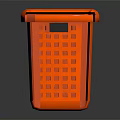 Orange Plastic Storage Basket With Grid Design For Household Organization 3d model