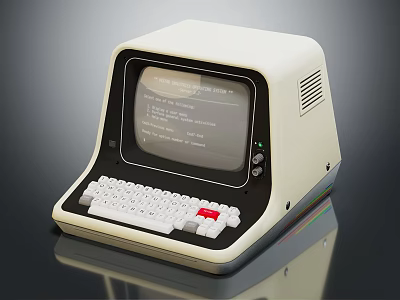 Vintage Computer With Retro Monitor And Classic White Keyboard Design 3d model