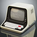 Vintage Computer With Retro Monitor And Classic White Keyboard Design