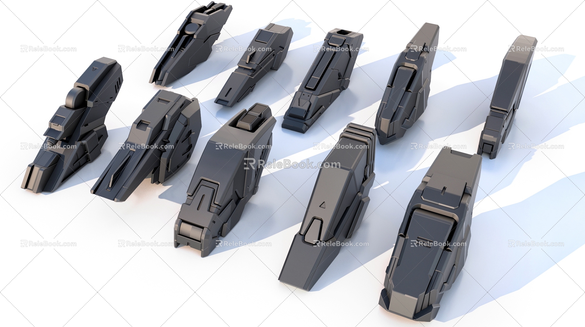 sci-fi mechanical parts hard surface combination 3d model