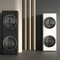 Modern Black and White Washing Machines with Sleek Design and Control Panels