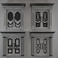 Decorative Double Doors With Carved Patterns And Various Wooden Frames For Home Interior 3d model
