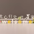 Floral Display Featuring Welcome Sign With Colorful Blooms And Green Plants