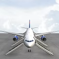 Delta Airline Airplane With Open Doors And Deployed Slides On Tarmac Under Cloudy Sky