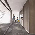 Public Office Space With Modern Design Open Layout Office Desks And Wooden Walls