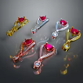 Colorful Gold Silver Rose Gold Pendants With Red Gemstones For Fashion Accessories