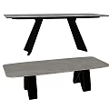 Dining Table And Bench Set With Modern Design And Metal Legs 3d model