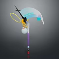 Artistic Ornament With Purple Pole Sickle Arc Airplane Yellow Ring And White Ball