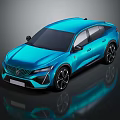 Blue Modern SUV Car With Sleek Body Shiny Finish And Black Alloy Wheels