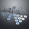 Assorted Hardware Tools Including Metal Bolts Nuts And Washers For Industrial Use 3d model