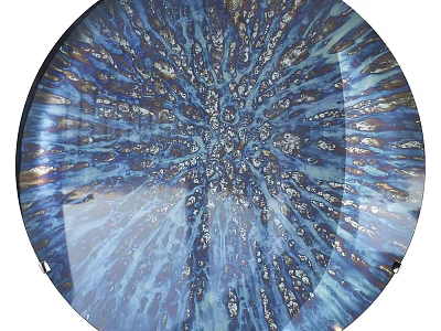 Round Blue Gold Wall Decor With Radiant Pattern Glass Texture Design 3d model