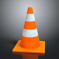 Orange And White Traffic Cone Design With Striped Pattern And Square Base