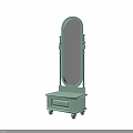 Green Dressing Table With Oval Mirror And Single Drawer Classic Design