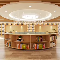 School Library Interior With Wooden Ceiling Bookshelves Bright Reading Area Sofa And