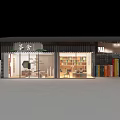 Traditional Tea House Exterior Storefront With Glass Windows And Interior Shelves