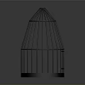 Black Metal Birdcage With Conical Shape Vertical Bars And Round Base