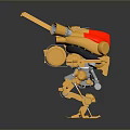Yellow Mechanical Robot Character With Large Eyes And Four Legs Structure Design