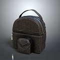 Dark Brown Textured Leather Handbag With Small Pocket And Zip Closure