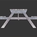 Rustic Wooden Outdoor Picnic Table With Attached Benches And Natural Finish