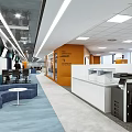 Modern Public Office Space With Open Layout Workstations Sofa Area Green Plants And TV Screens